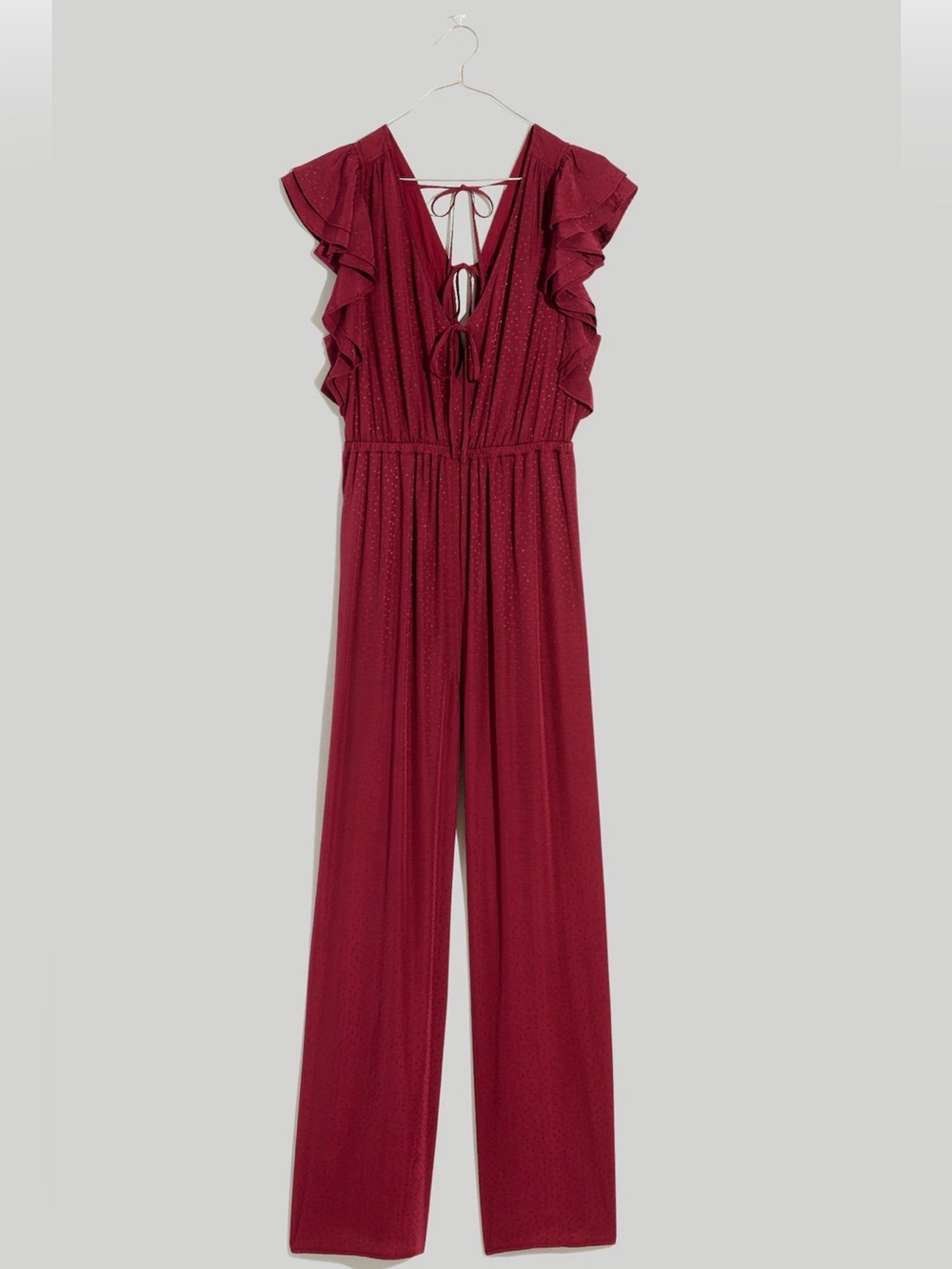 Jacquard Deep-V Ruffled Jumpsuit - Picture 3 of 3